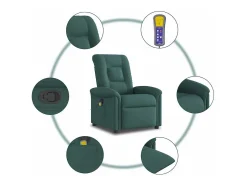 Poltrona de massagens reclinável tecido verde-escuro SHL389662^ Poltrona