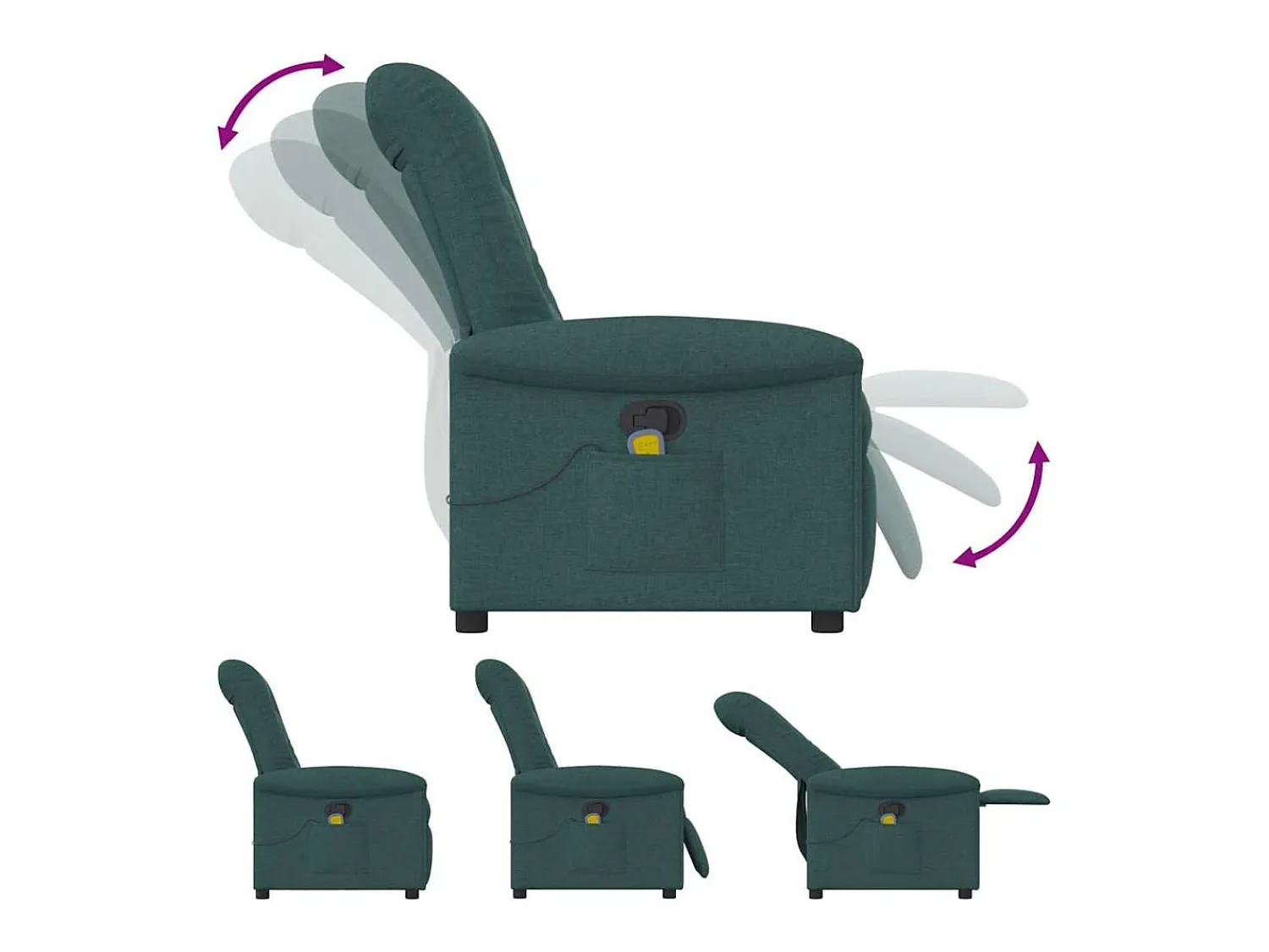 Poltrona de massagens reclinável tecido verde-escuro SHL389662^ Poltrona