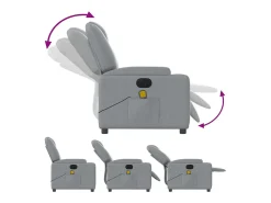 Poltrona de massagens reclinável elétrica tecido -claro SHL438814^ Poltrona
