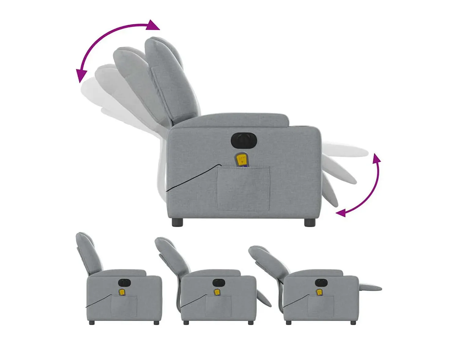 Poltrona de massagens reclinável elétrica tecido -claro SHL438814^ Poltrona