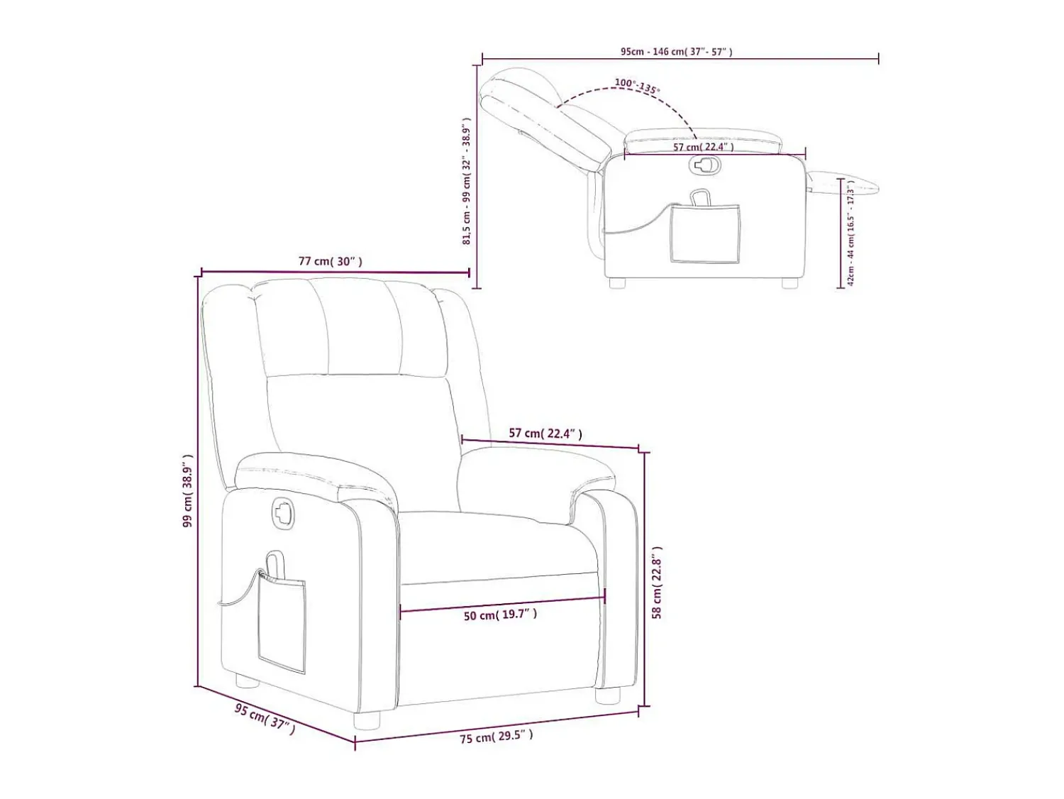 Discount vidaxl Poltrona de massagens reclinável tecido cinzento-acastanhado Taupe