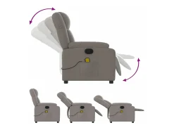 Discount vidaxl Poltrona de massagens reclinável tecido cinzento-acastanhado Taupe