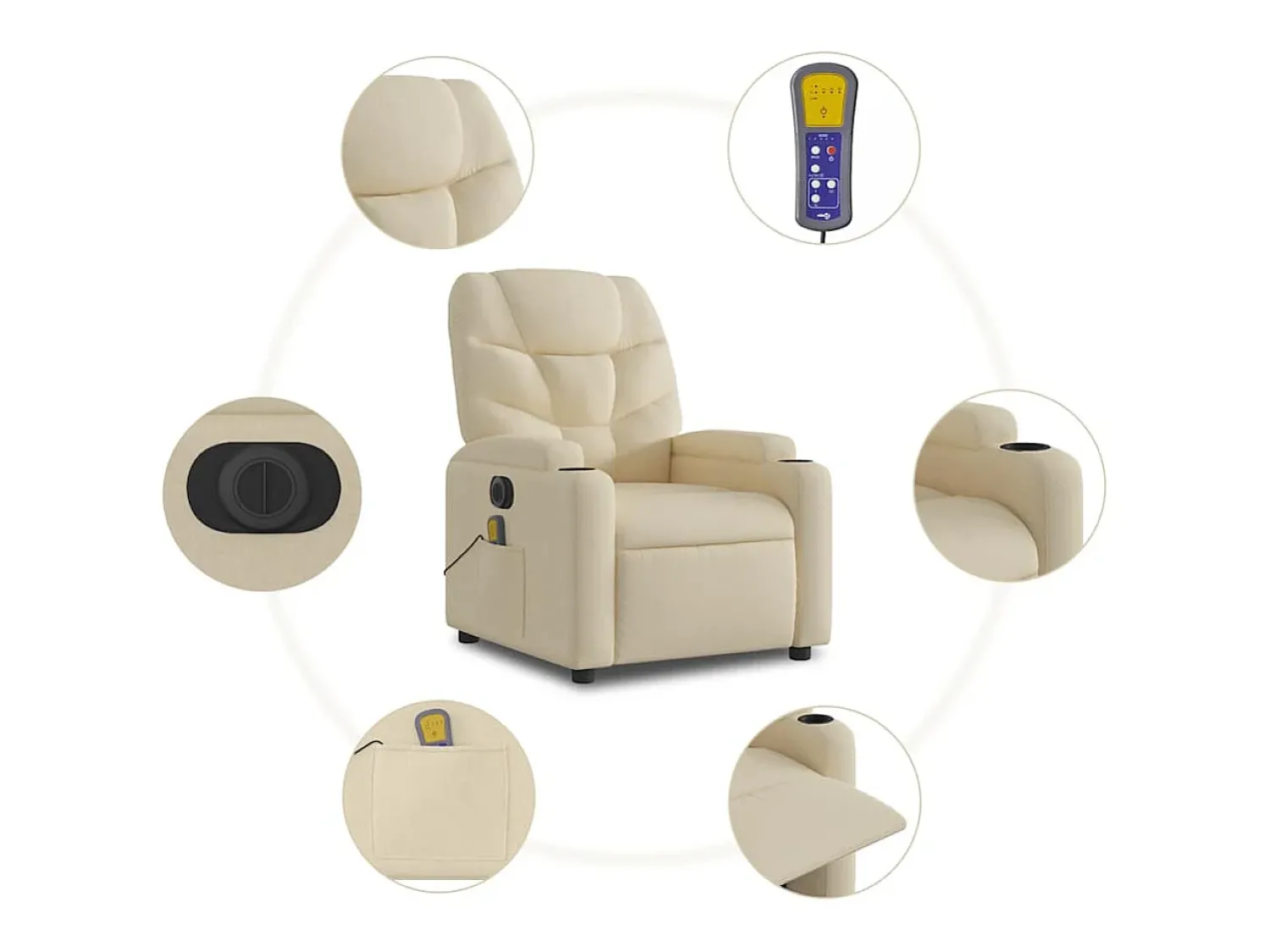 Poltrona de massagens reclinável elétrica tecido SHL779316^ Poltrona