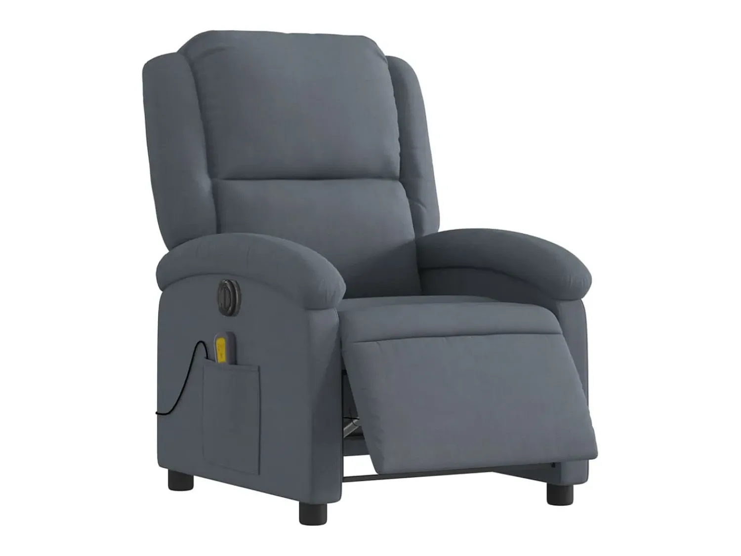 Poltrona de massagens reclinável elétrica veludo cinza-escuro SHL824227^ Poltrona