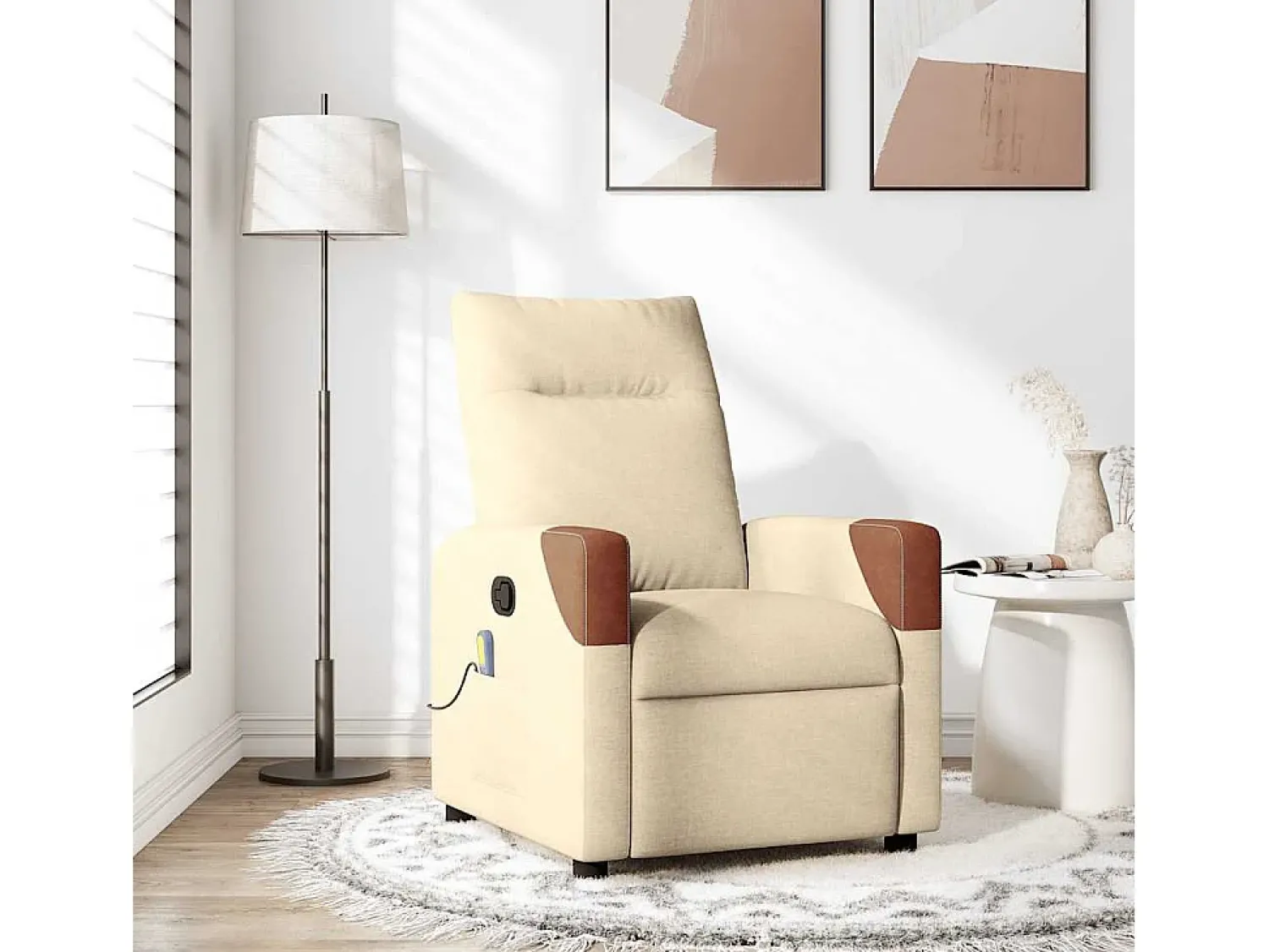 Poltrona| Poltrona de massagens reclinável tecido cor SHL477689 Creme