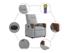 Poltrona| Poltrona de massagens reclinável elétrica tecido -claro SHL949306 Cinzento