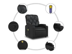 Discount vidaxl Poltrona de massagens reclinável couro artificial Preto