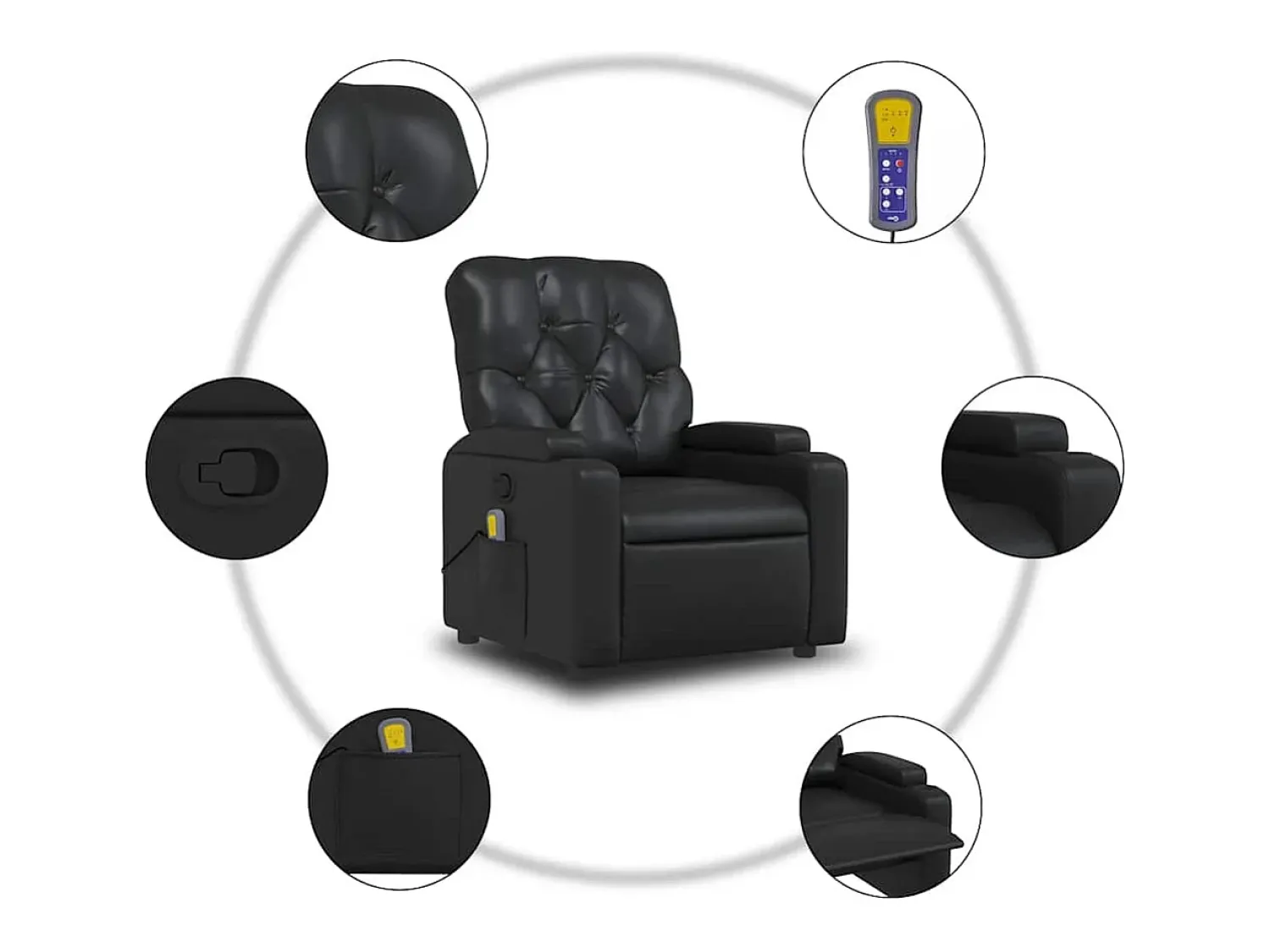 Discount vidaxl Poltrona de massagens reclinável couro artificial Preto
