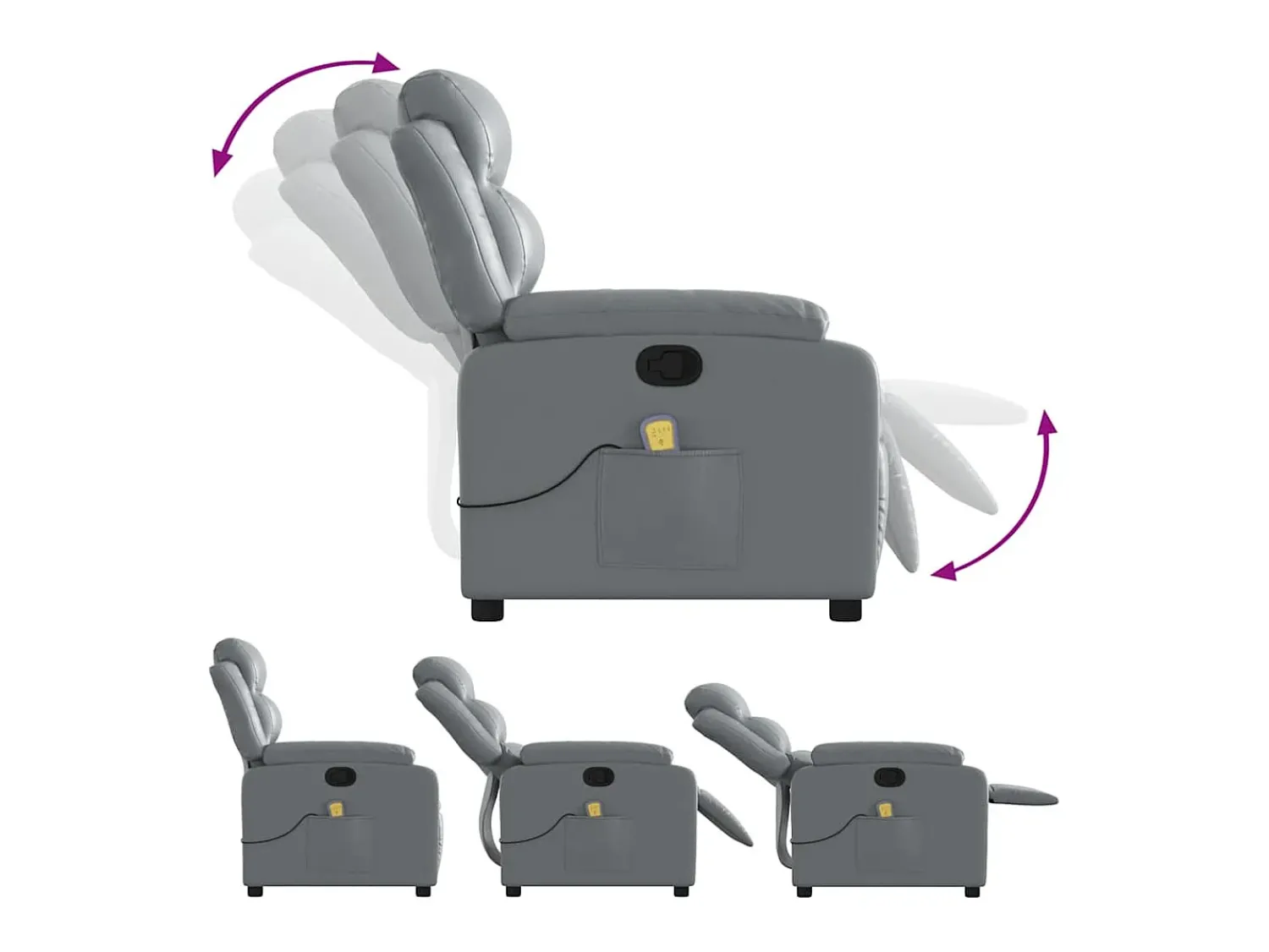 Poltrona| Poltrona de massagens reclinável couro artificial SHL607451 Cinzento