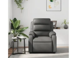 Poltrona| Poltrona de massagens reclinável couro artificial SHL607451 Cinzento