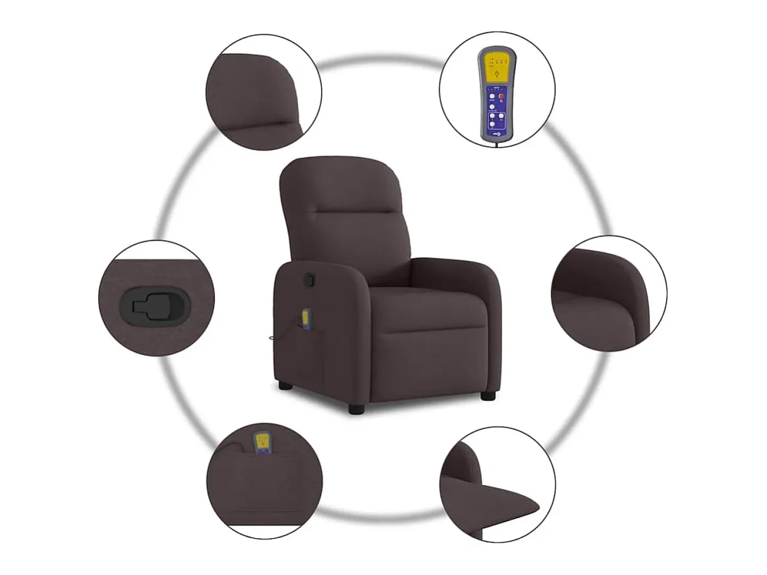 Poltrona|vidaxl Poltrona de massagens reclinável tecido -escuro Castanho