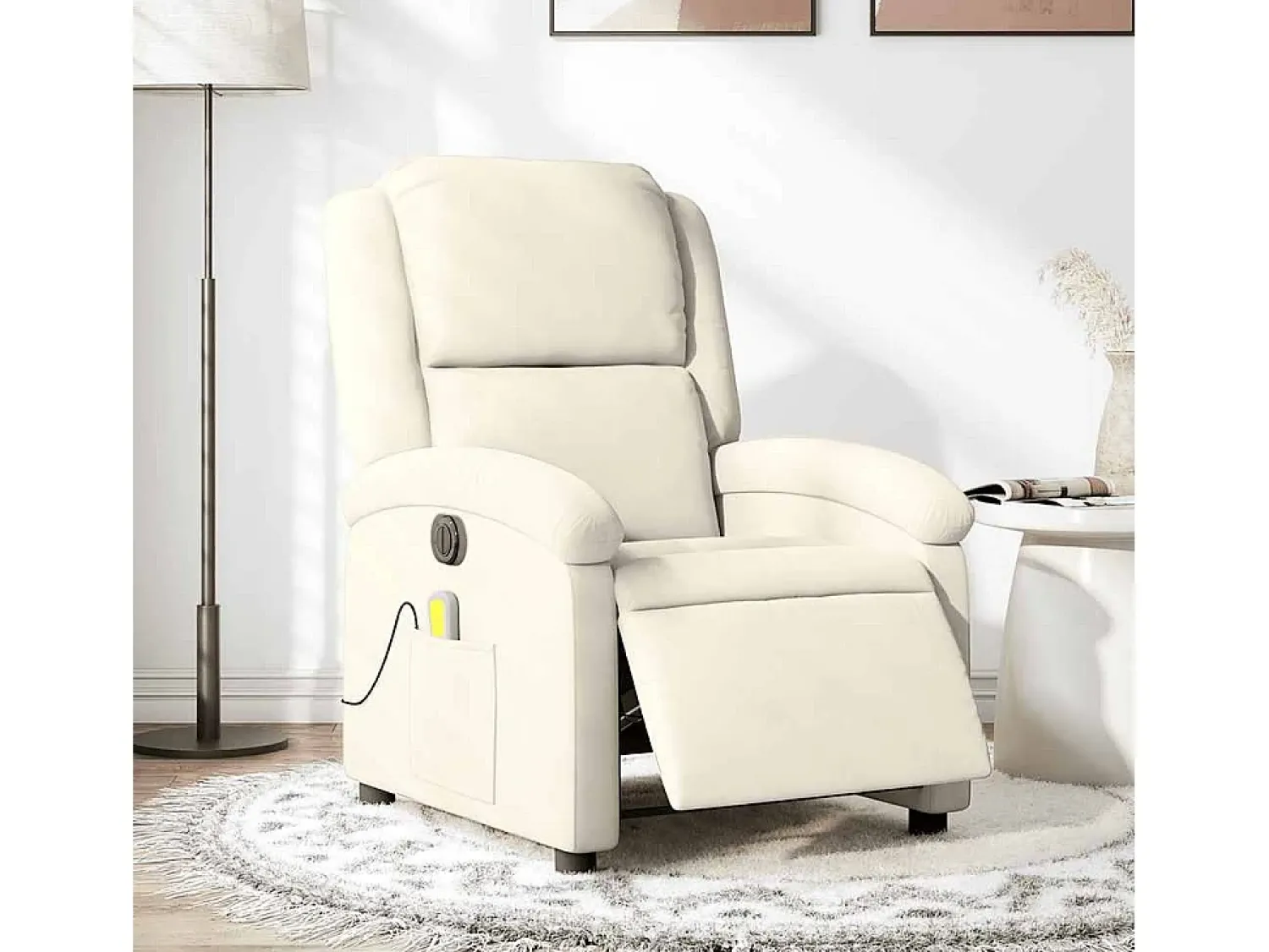 Poltrona* Poltrona de massagens reclinável elétrica veludo cor SHL106960 Creme