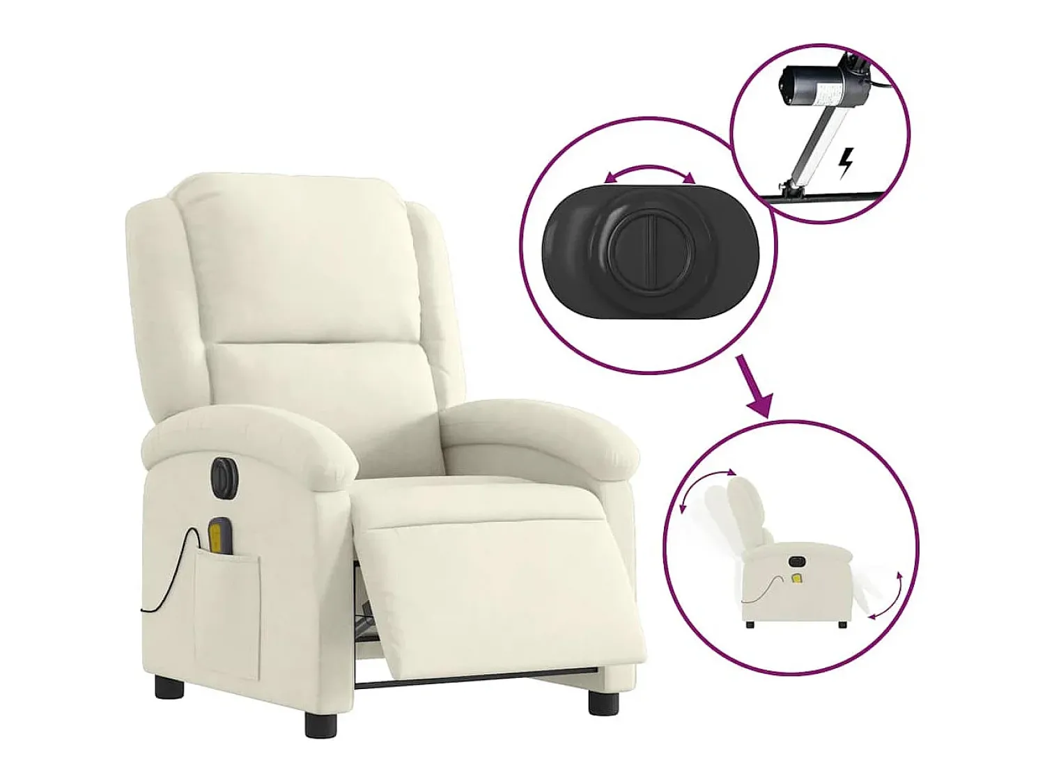 Poltrona* Poltrona de massagens reclinável elétrica veludo cor SHL106960 Creme