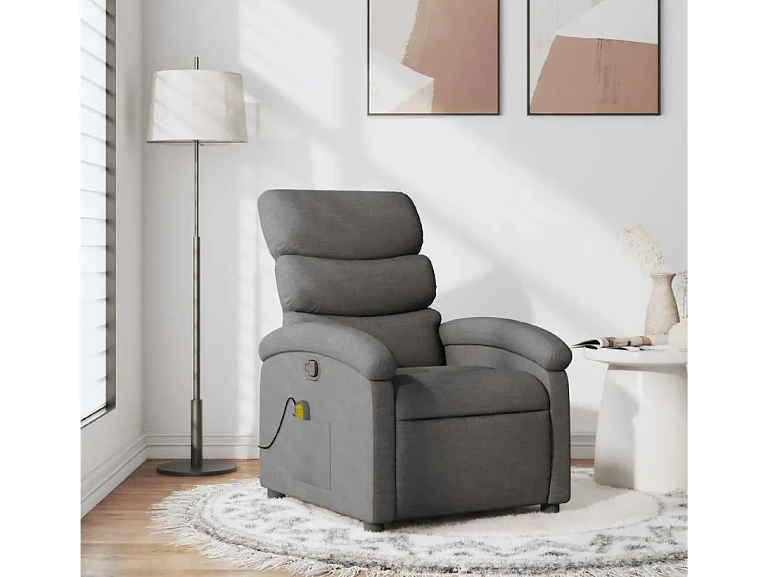 Poltrona de massagens reclinável tecido cinzento-escuro SHL473393^ Poltrona