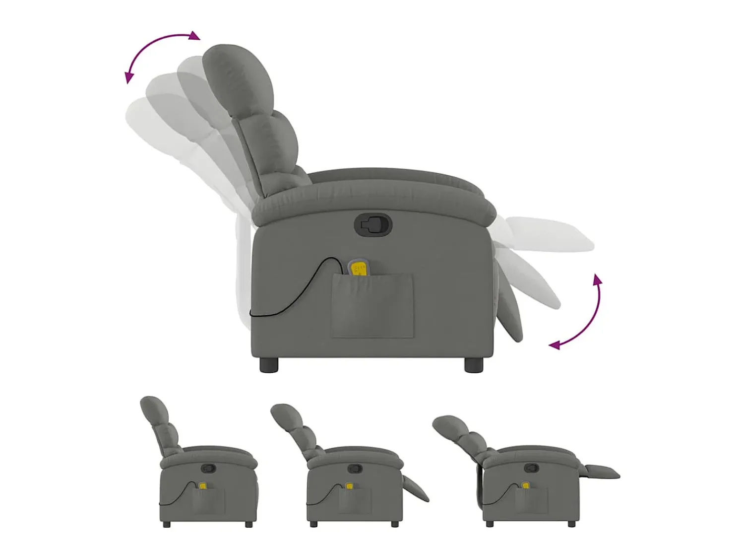 Poltrona de massagens reclinável tecido cinzento-escuro SHL473393^ Poltrona