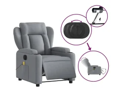 Online Poltrona de massagens reclinável elétrica tecido -claro SHL103660 Cinzento