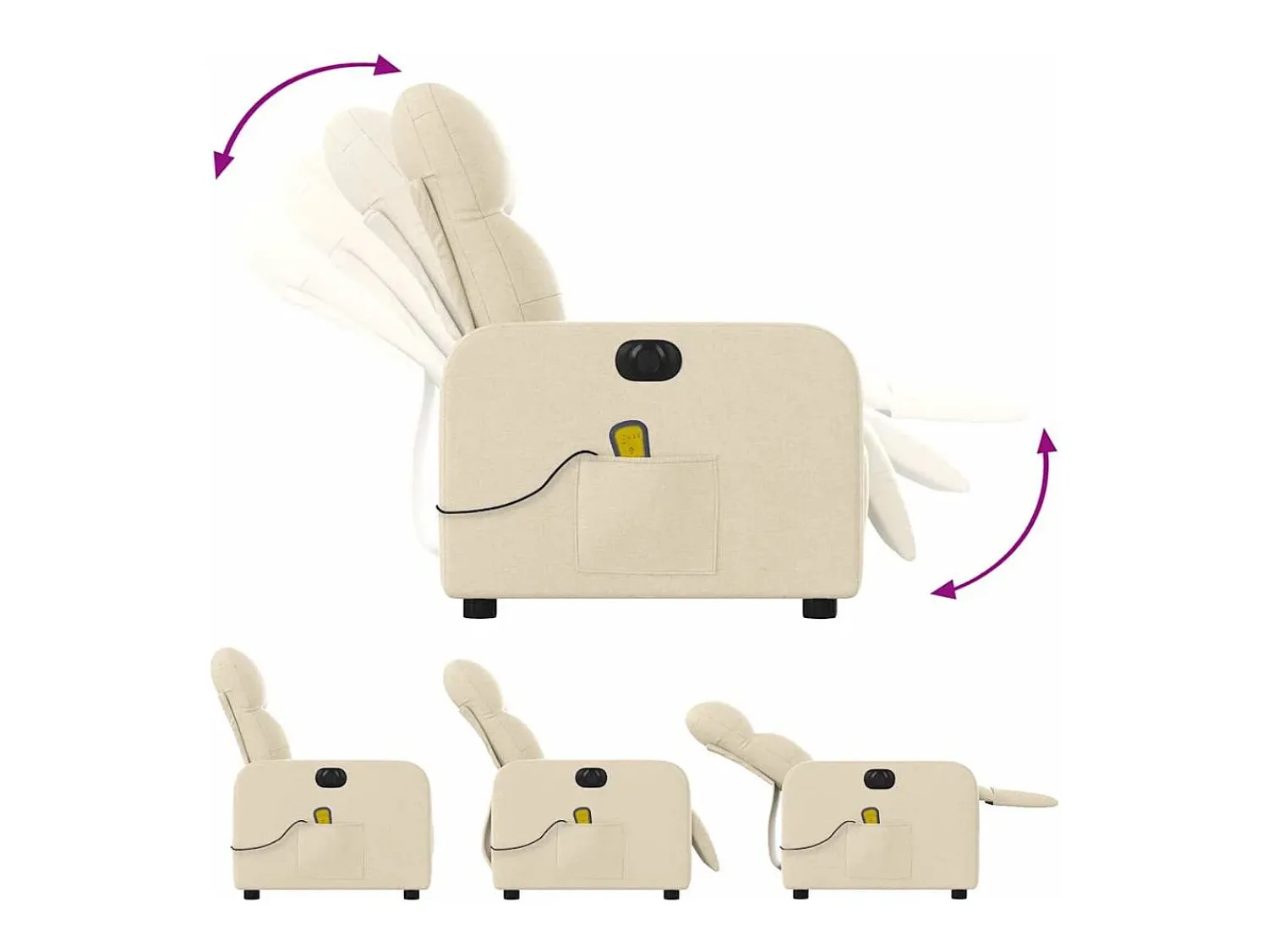 Poltrona* Poltrona de massagens reclinável elétrica tecido SHL463207 Creme