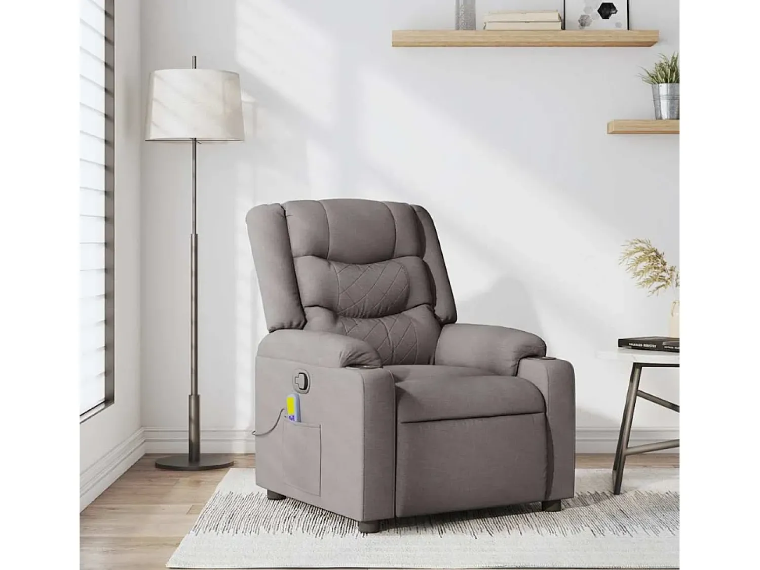 Poltrona| Poltrona de massagens reclinável tecido cinzento-acastanhado SHL463547 Taupe