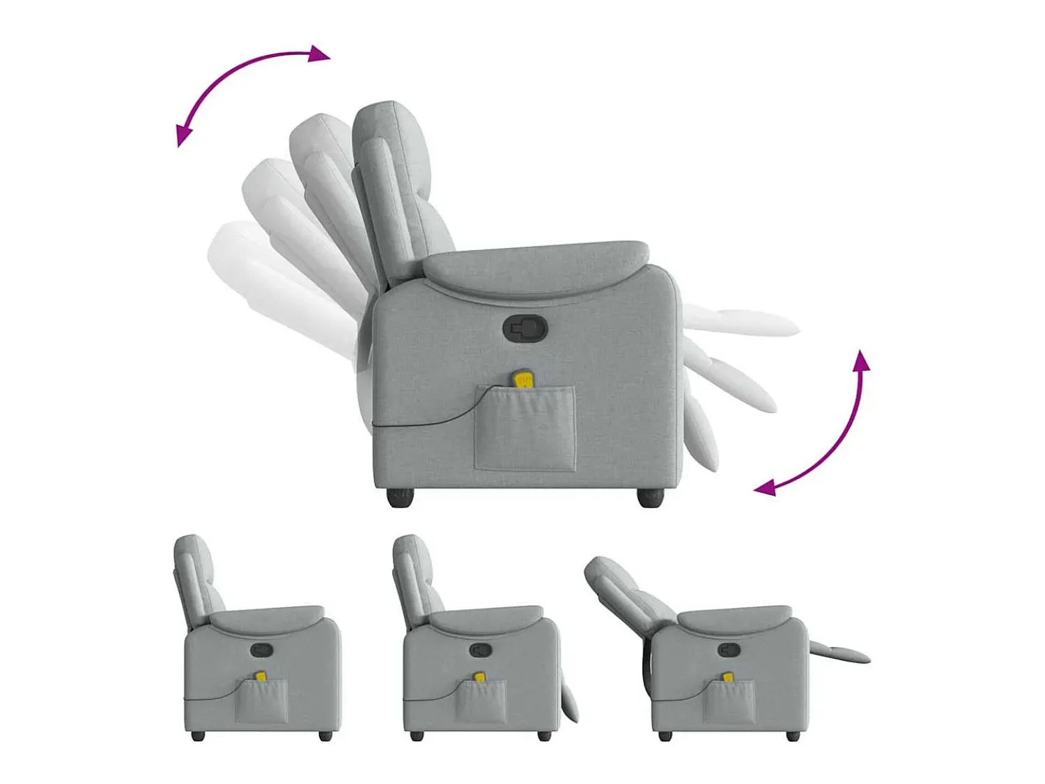 Poltrona* Poltrona de massagens reclinável tecido -claro SHL330102 Cinzento