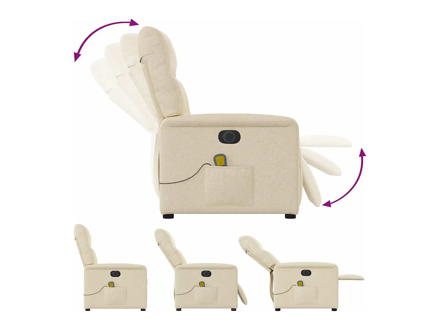 Sale Poltrona de massagens reclinável elétrica tecido SHL848355 Creme