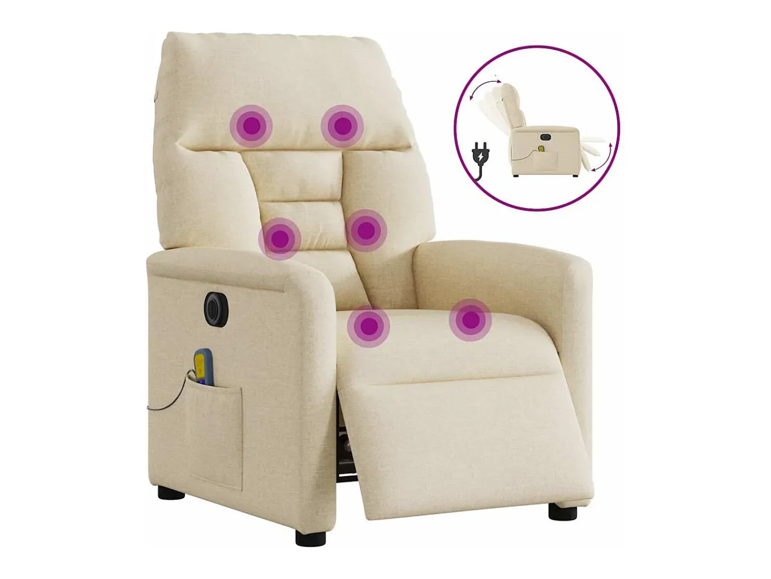 Sale Poltrona de massagens reclinável elétrica tecido SHL848355 Creme