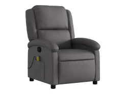 Sale vidaxl Poltrona de massagens reclinável couro genuíno Cinzento