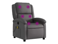 Sale vidaxl Poltrona de massagens reclinável couro genuíno Cinzento