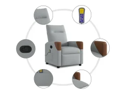 Poltrona| Poltrona de massagens reclinável tecido -claro SHL760439 Cinzento