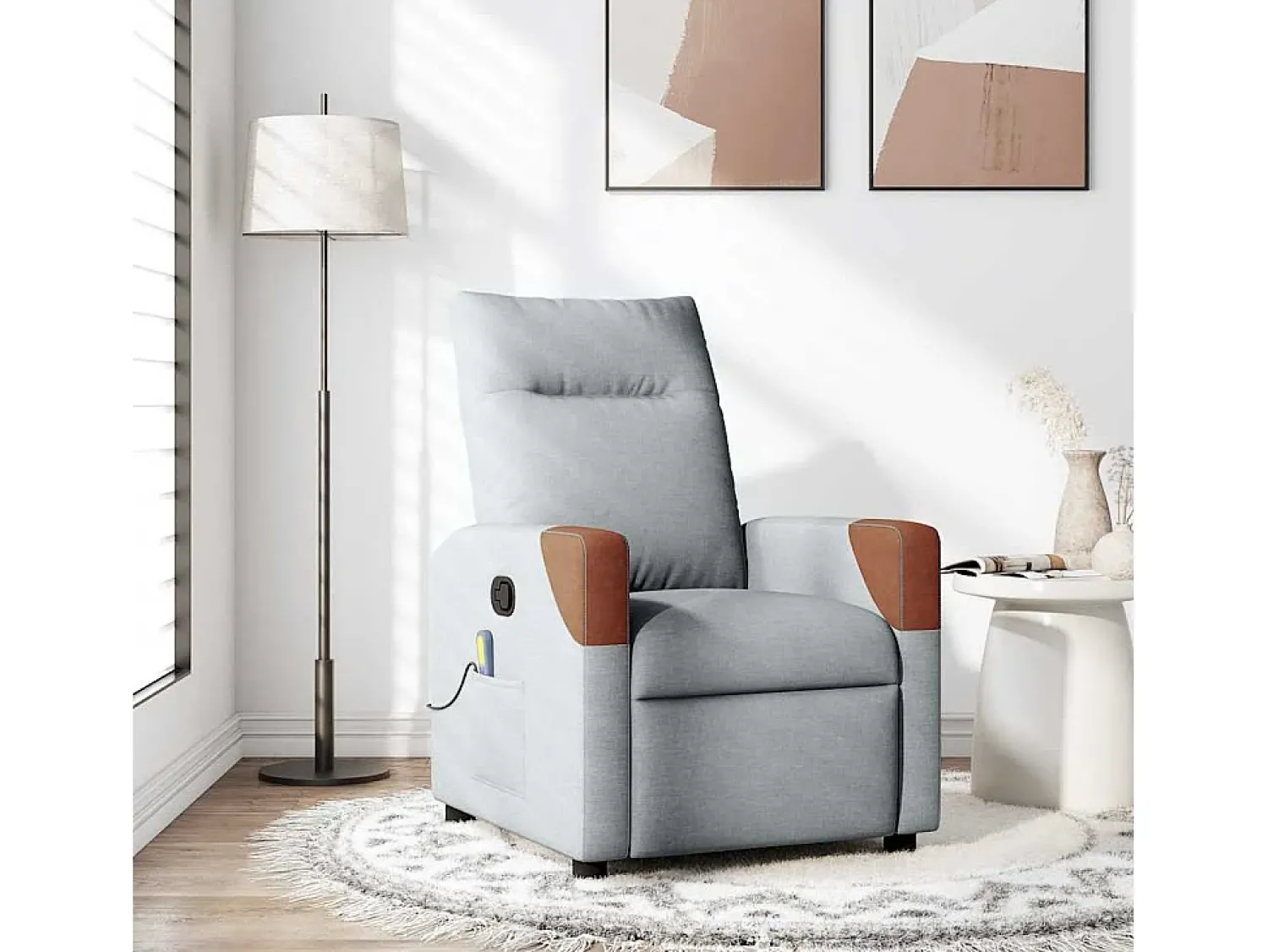 Poltrona| Poltrona de massagens reclinável tecido -claro SHL760439 Cinzento