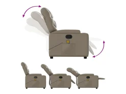 vidaxl Poltrona de massagens reclinável couro artificial cappuccino^ Poltrona