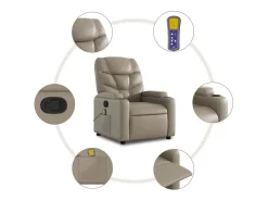 vidaxl Poltrona de massagens reclinável couro artificial cappuccino^ Poltrona