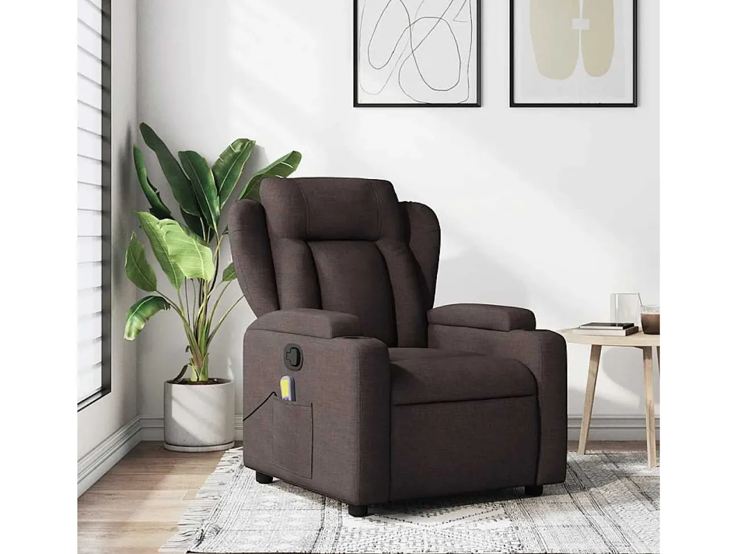 Poltrona* Poltrona de massagens reclinável tecido -escuro SHL951095 Castanho