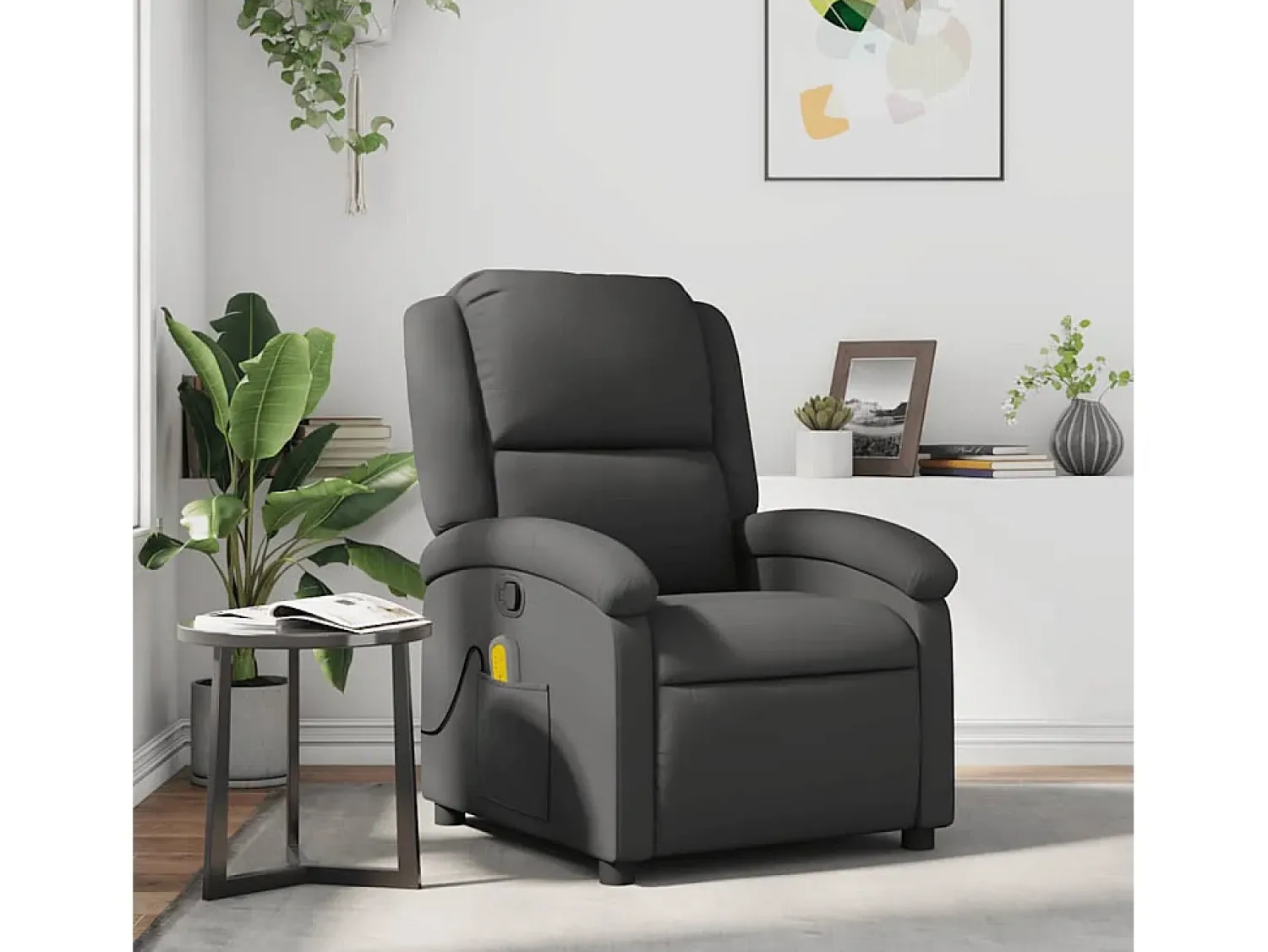 Poltrona* Poltrona de massagens reclinável couro genuíno SHL454301 Cinzento