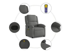 Poltrona* Poltrona de massagens reclinável couro genuíno SHL454301 Cinzento