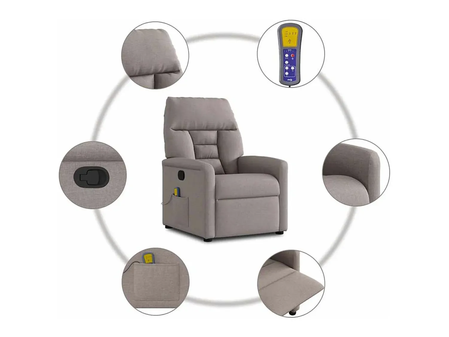Poltrona de massagens reclinável tecido cinzento-acastanhado SHL883352^ Poltrona