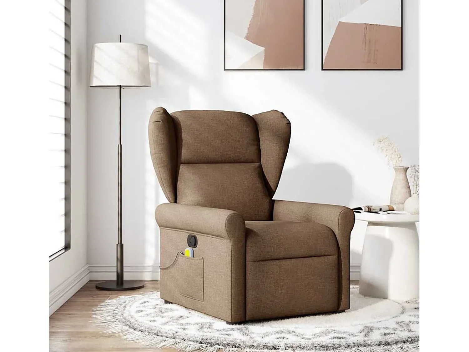 Outlet Poltrona de massagens reclinável tecido SHL258342 Castanho