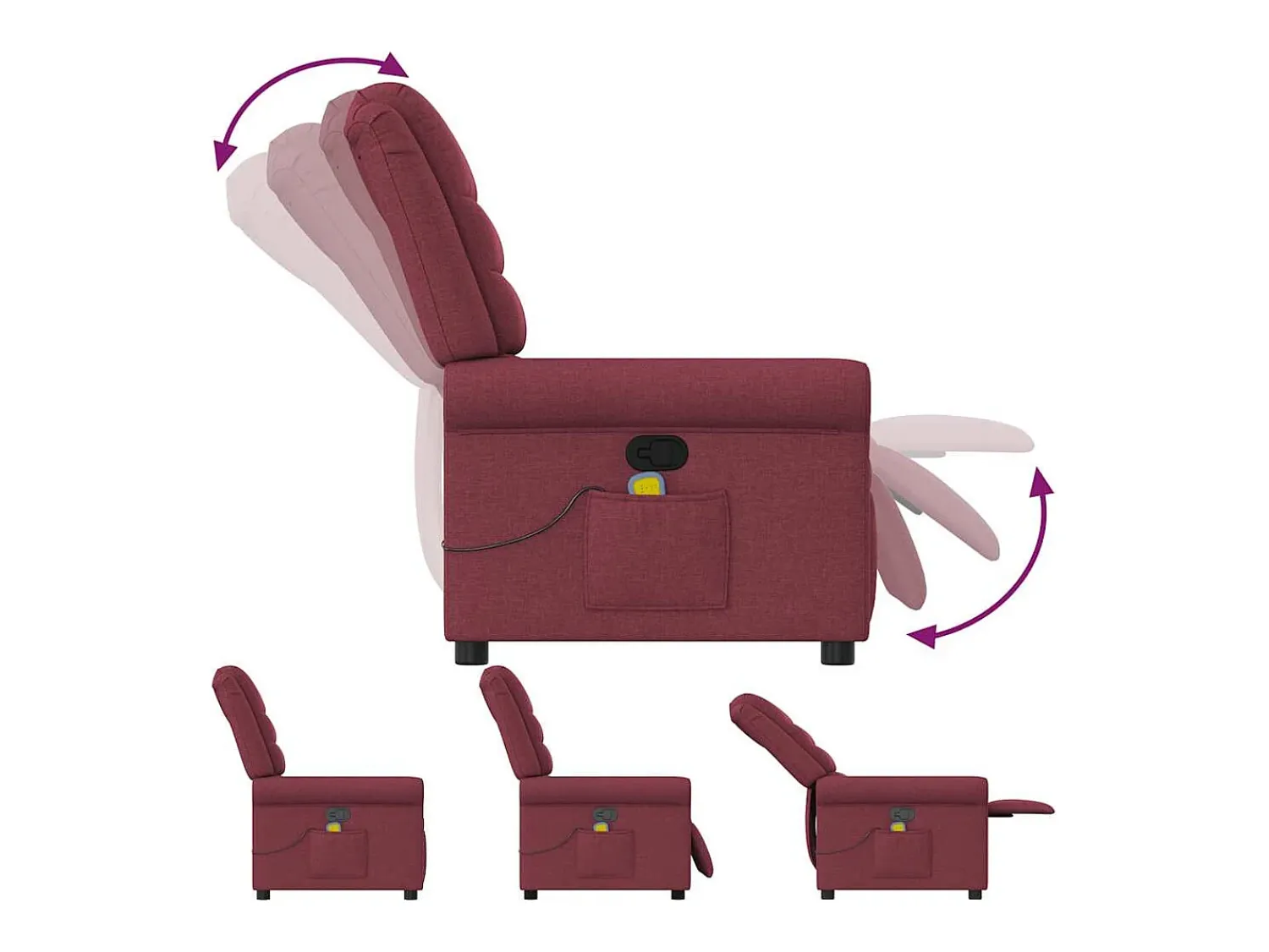 Best Poltrona de massagens reclinável tecido tinto SHL116899 Vermelho