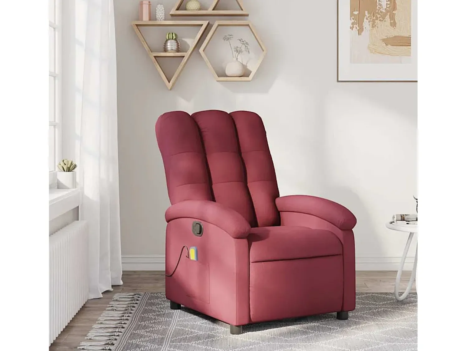 Poltrona de massagens reclinável tecido tinto SHL963450^ Poltrona