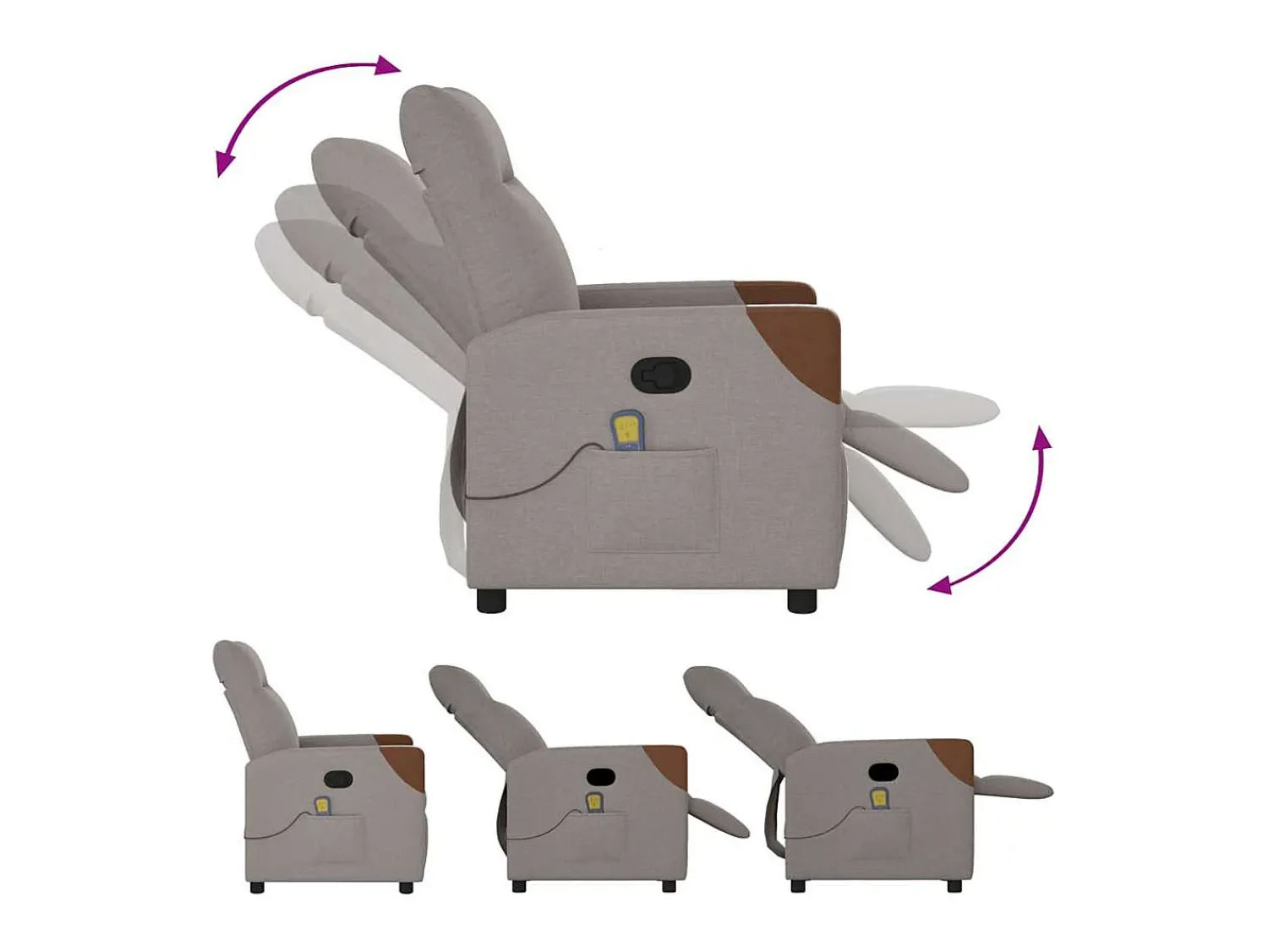 Poltrona de massagens reclinável tecido cinzento-acastanhado SHL773796^ Poltrona