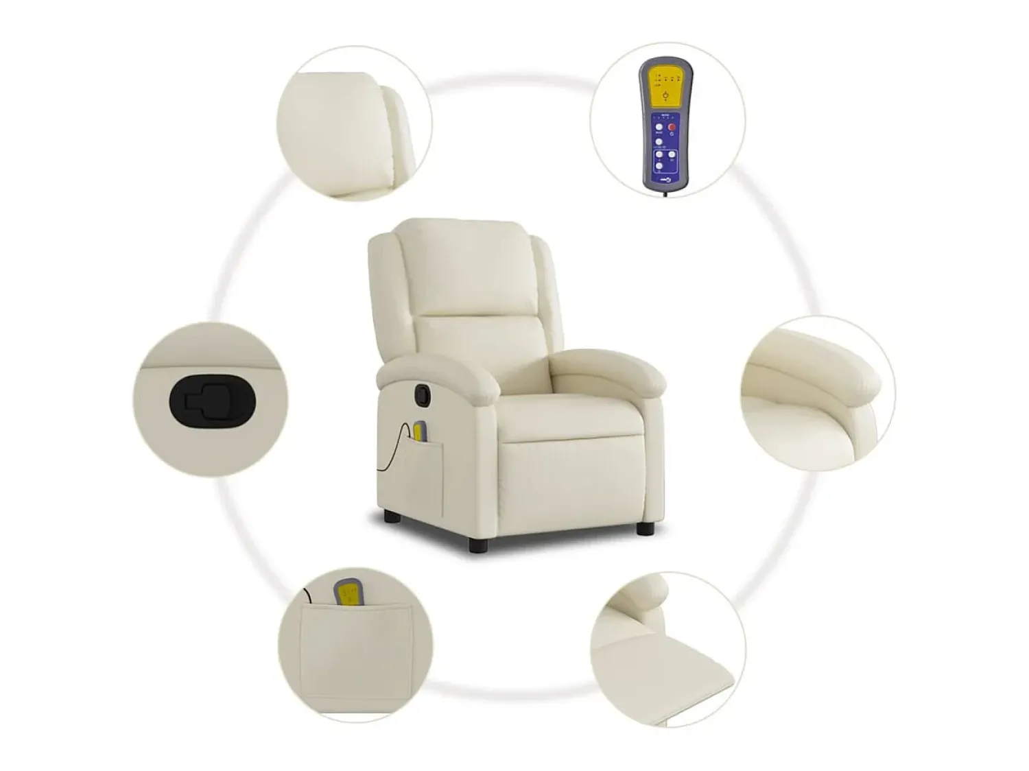 Poltrona| Poltrona de massagens reclinável couro artificial cor SHL886685 Creme