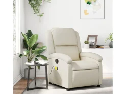 Poltrona| Poltrona de massagens reclinável couro artificial cor SHL886685 Creme