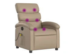 vidaxl Poltrona de massagens reclinável couro artificial cappuccino^ Poltrona