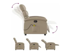 vidaxl Poltrona de massagens reclinável couro artificial cappuccino^ Poltrona