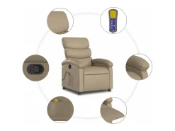 vidaxl Poltrona de massagens reclinável couro artificial cappuccino^ Poltrona