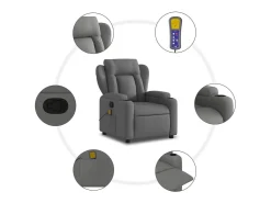 Poltrona|vidaxl Poltrona de massagens reclinável tecido -escuro Cinzento