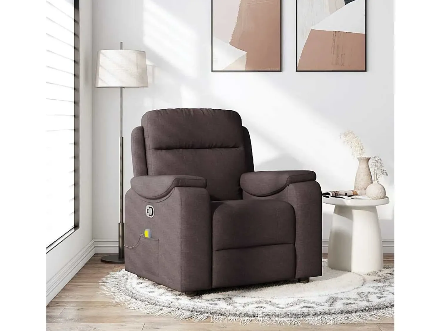 Poltrona* Poltrona de massagens reclinável tecido -escuro SHL481347 Castanho