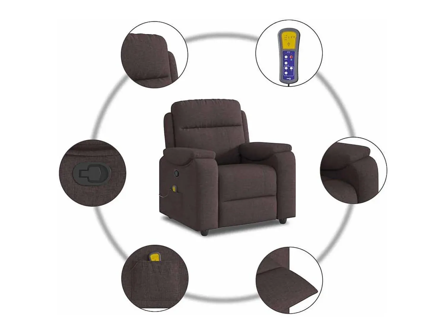 Poltrona* Poltrona de massagens reclinável tecido -escuro SHL481347 Castanho