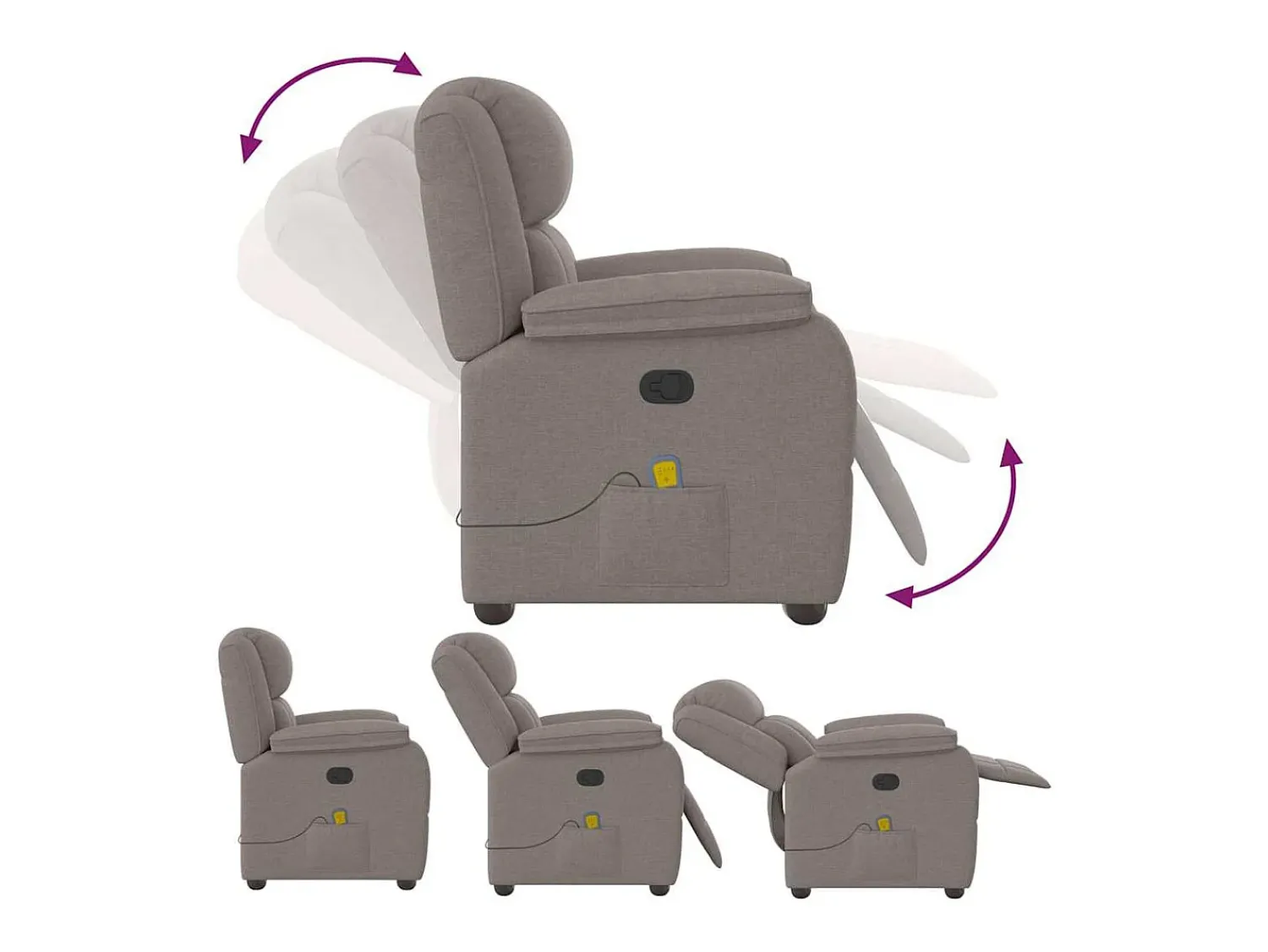 Outlet Poltrona de massagens reclinável tecido cinzento-acastanhado SHL459951 Taupe