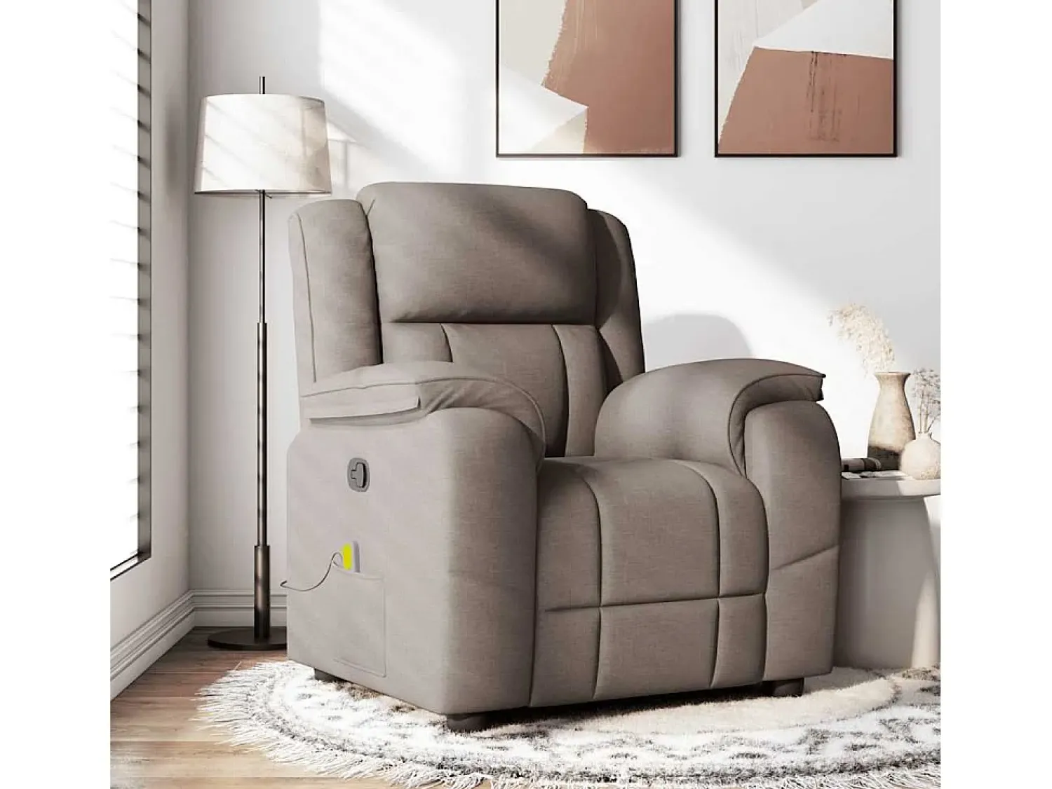 Outlet Poltrona de massagens reclinável tecido cinzento-acastanhado SHL459951 Taupe