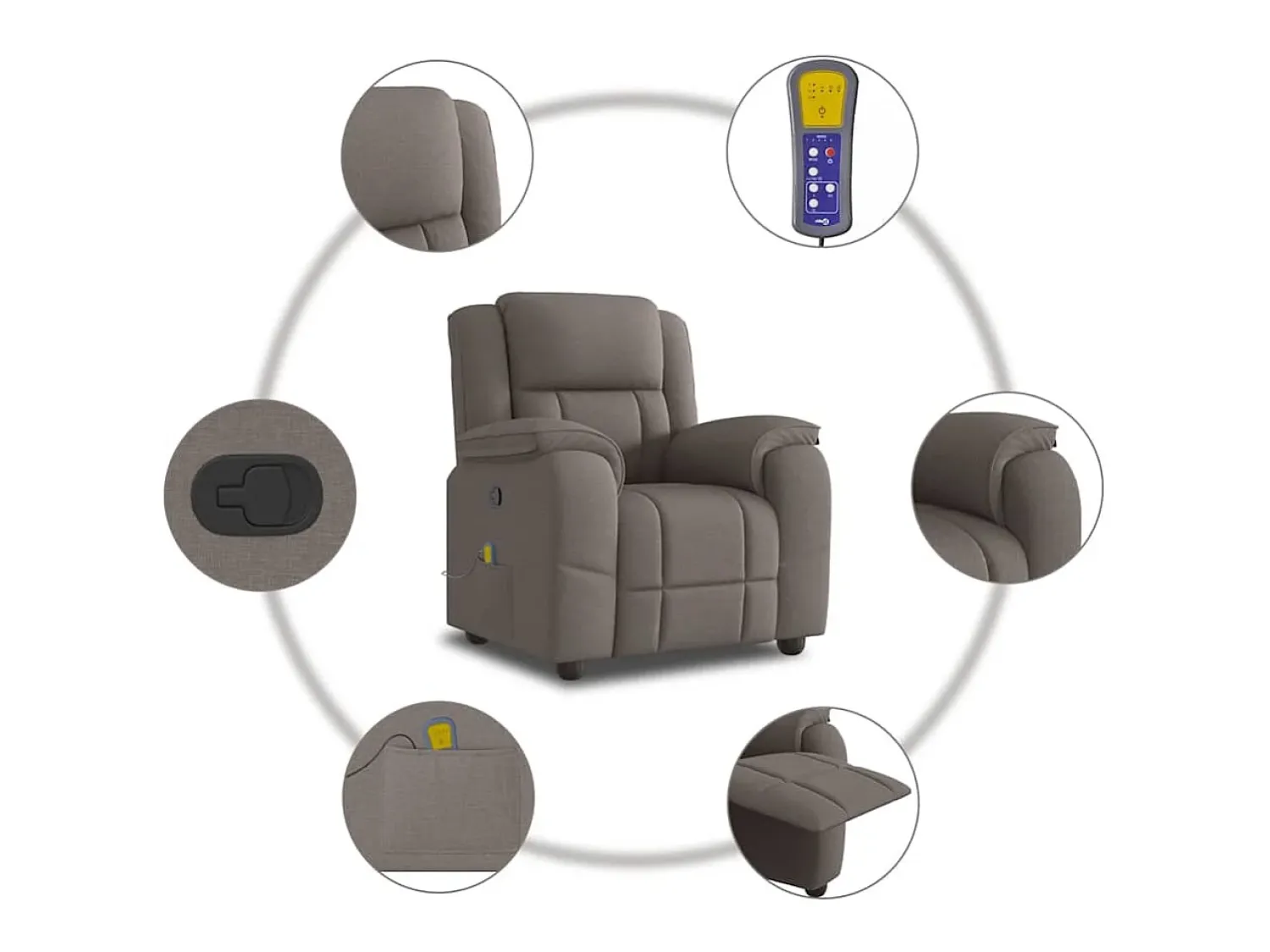 Outlet Poltrona de massagens reclinável tecido cinzento-acastanhado SHL459951 Taupe
